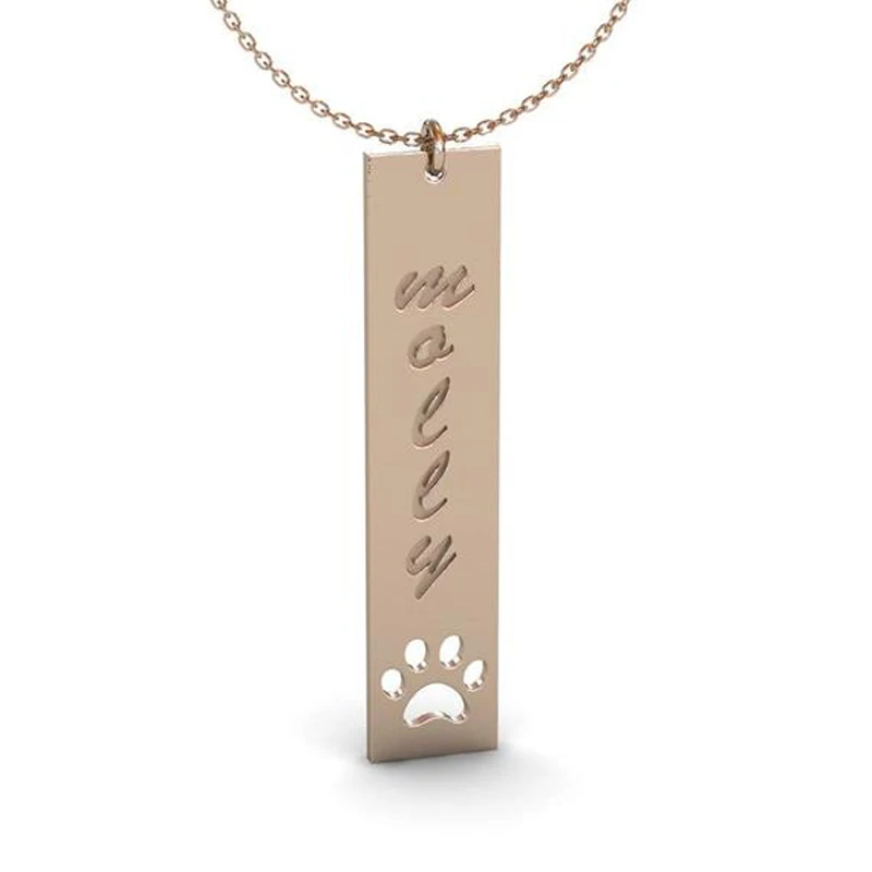 

Ufine Personalized name or words fashion dog lovers Pet Memorial bar pendant Necklace cooper high quality pendant necklace N2145