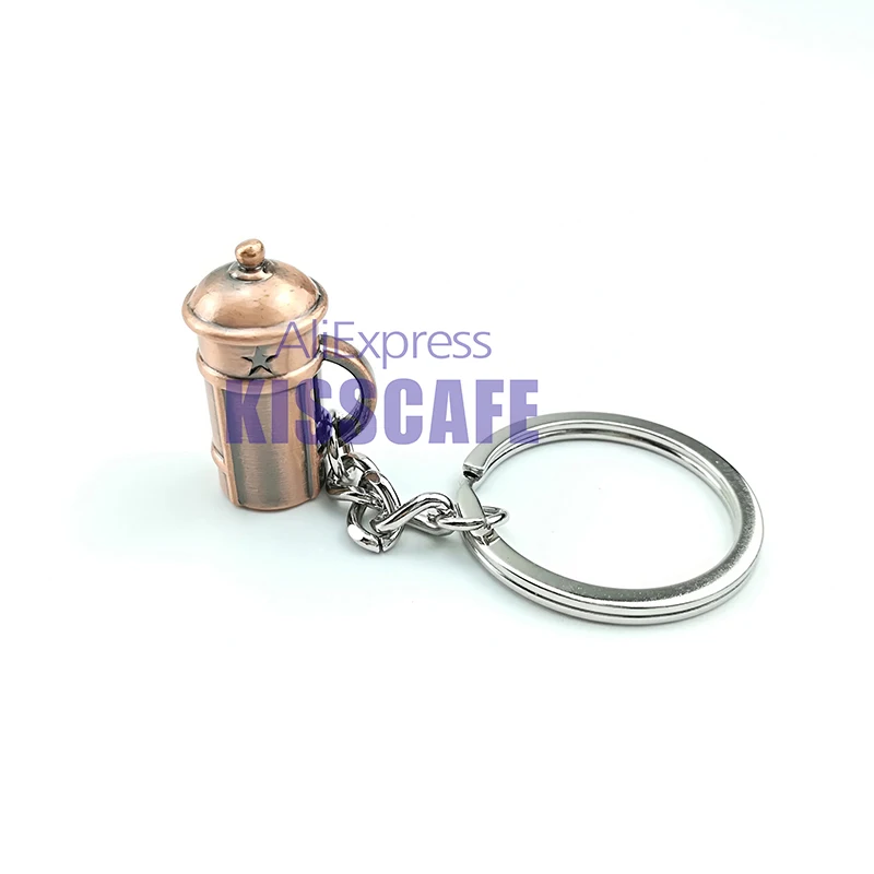 French Pot 2.7x1.7 Пара эспрессо аксессуары брелоки мини Мясорубка трамбовка кофе французский горшок брелок кафе подарок для кофе брелок для влюбленных - Цвет: French Pot 2.7x1.7