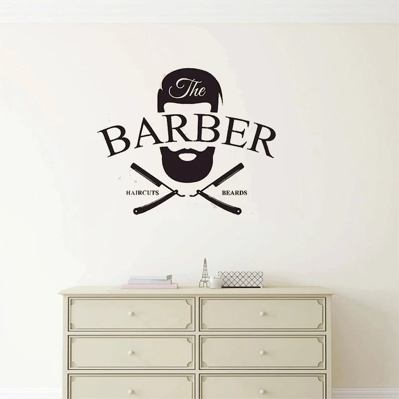 Настенная Наклейка stizzy Barbershop с логотипом художественное украшение настенная