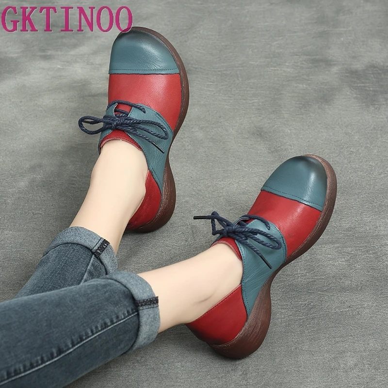 Женские туфли-лодочки из натуральной кожи GKTINOO повседневная женская обувь на