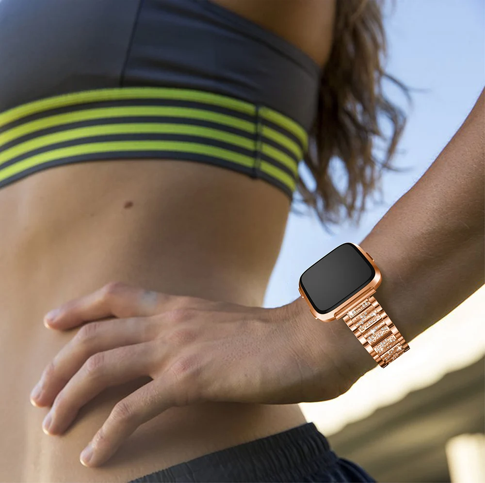 Для Fitbit Versa браслет на запястье Смарт часы аксессуары Пояс Роскошные Стразы