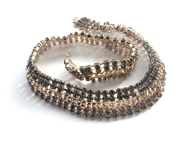 Золотой декоративный горный хрусталь цепь пальто свитер декольте Талия отделка