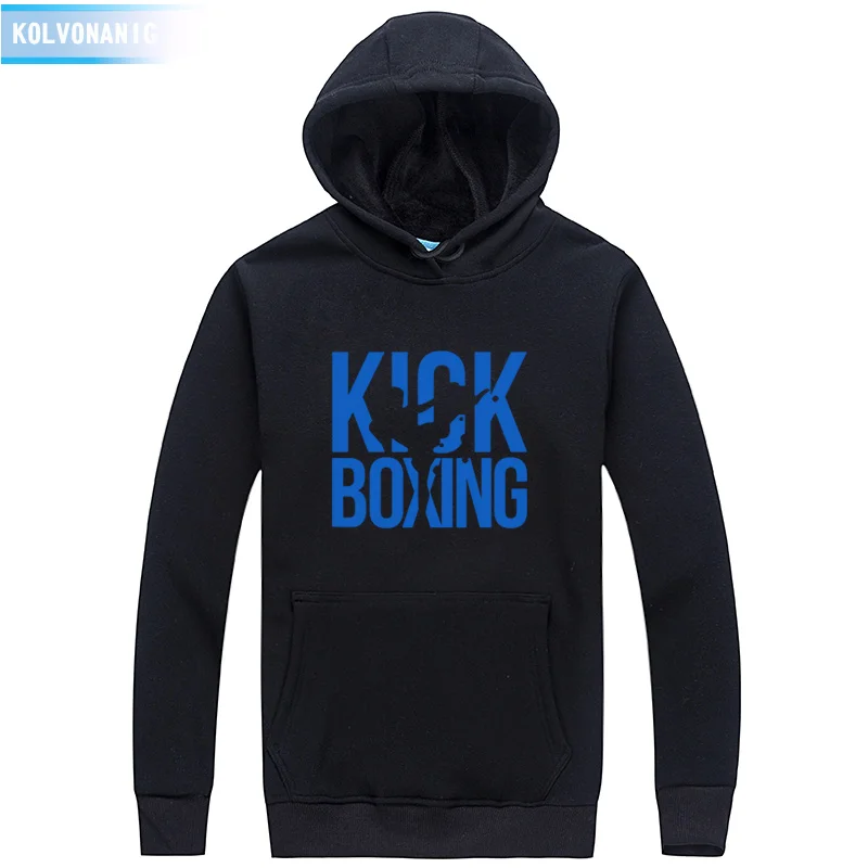 Kick Boxing толстовки с принтом повседневные мужские зимние утолщенные теплые пальто толстовки унисекс с капюшоном спортивный костюм для мужчин пуловер Одежда - Цвет: Black 04