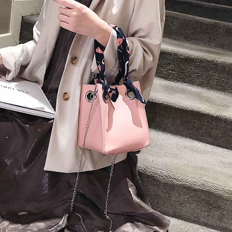 Модные женские сумки с лентами повседневные мешки из искусственной кожи через