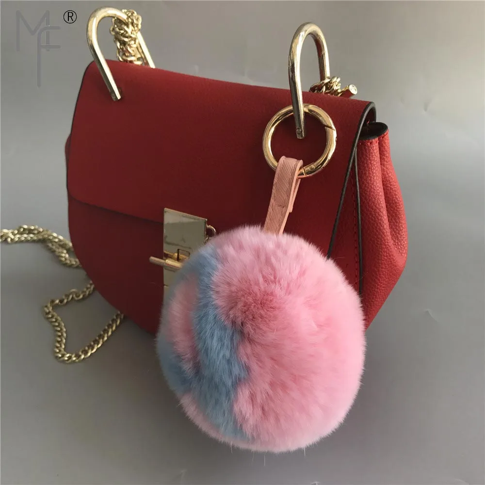 Magicfur ABcharm Начальная буква A Z Настоящий мех кролика розовый W Комплект синего цвета