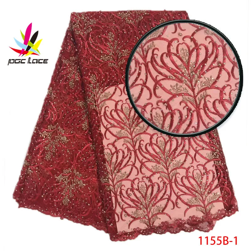African Flower Lace Fabric With Stones Embroidered Nigerian Laces Bridal French Tulle For Women AMY1155B-1 | Дом и сад