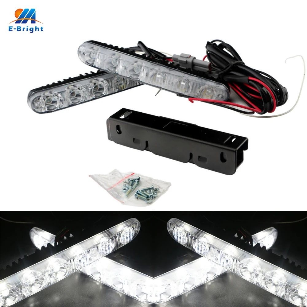 YM E Bright 1 пара 6 светодиодных дневных ходовых огней 12 В постоянного тока SMD