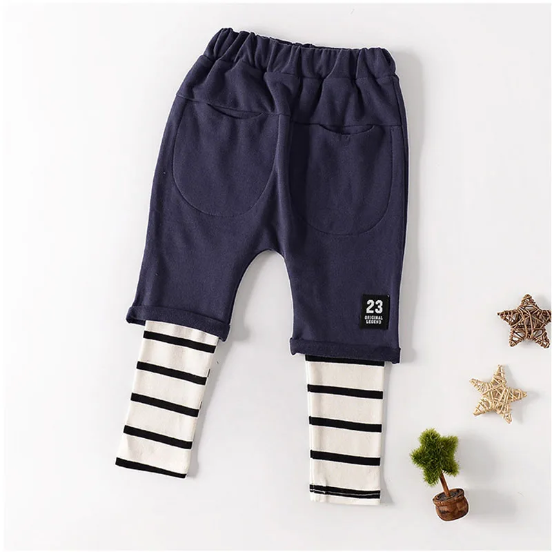 Мужской и Женский шить полосатый Мотобрюки осень цифры Мягкий хлопок мальчик
