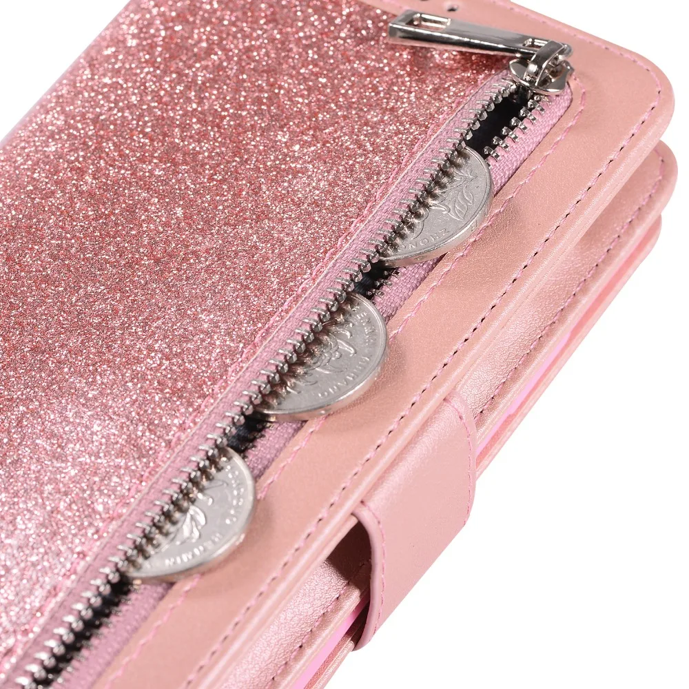 Daxing Glitter Zipper Wallet Case For iPhone 7 8 6 6s Plus Card Slot Leather Cover X Xr Xs Max Phone bag cases | Мобильные телефоны