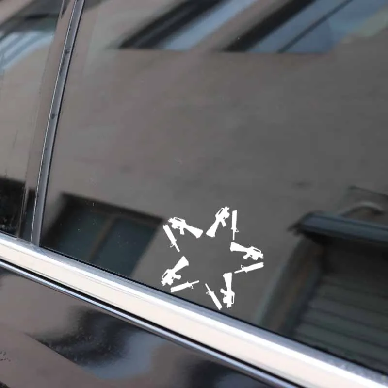 YJZT 14 2 см * 13 3 Пистолеты звезда виниловые наклейки в виде Фотообоев c переводными