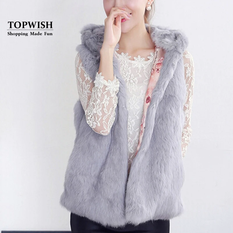 Новое поступление 2019 женский жилет из натурального кроличьего меха цельный Рекс