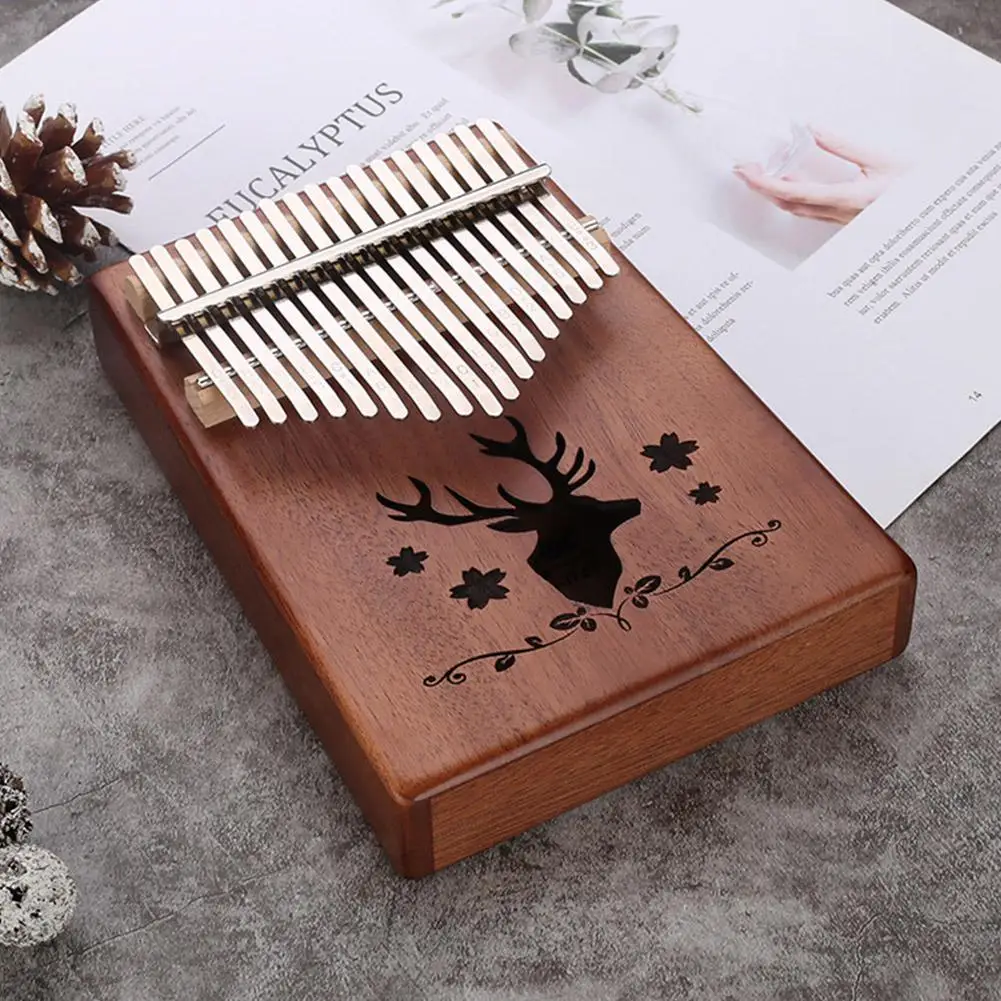 Клавиатура Kalimba Mbira с 17 клавишами Пальчиковый пианино олень цветок из красного