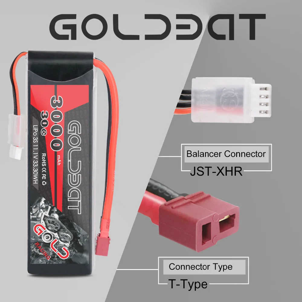 2 единицы GOLDBAT 3000mAh RC LiPo батарея 11 1 V 3S для rc 3000mah lipo 30C с t разъемом Heli Drone