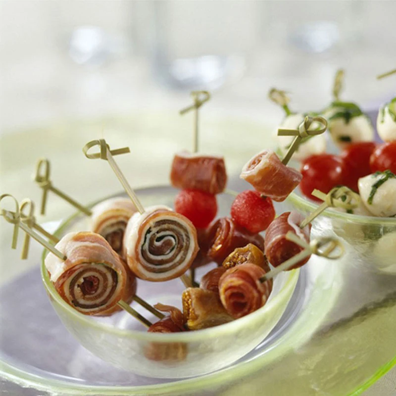 

100pcs/Set Long Disposable Bamboo Fork Twisted Party Buffet Fruit Desserts Food Cocktail Sandwich Fork Stick Skewer 12cm