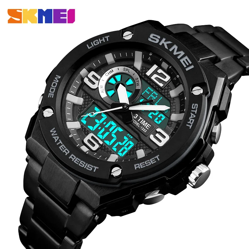 SKMEI Sports Fashion Watch Men Chrono Mens Watches Waterproof Alarm Clock Dual Display Boy Wristwatches relogio masculino 1333