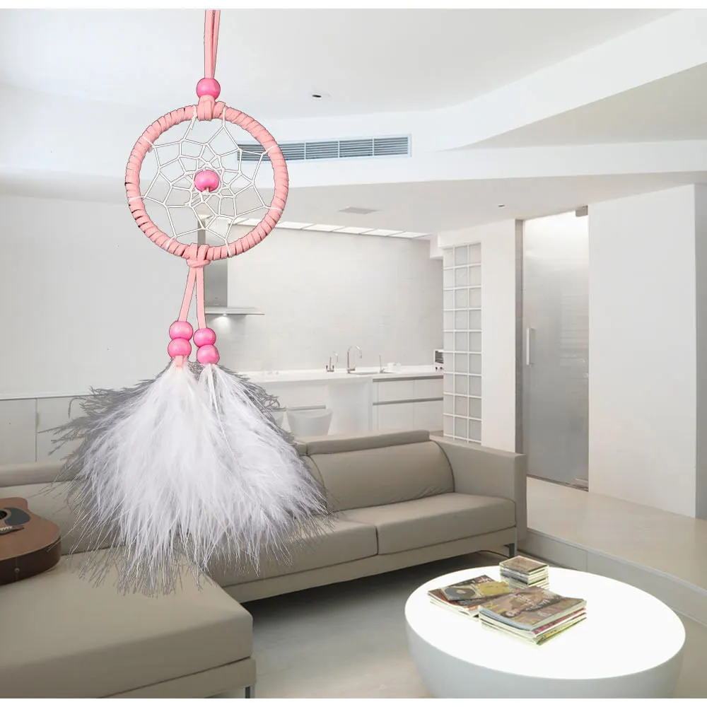 

mini cute car-styling dream catcher pendent white feather babies native room decoration dreamcatcher samll ornaments decor