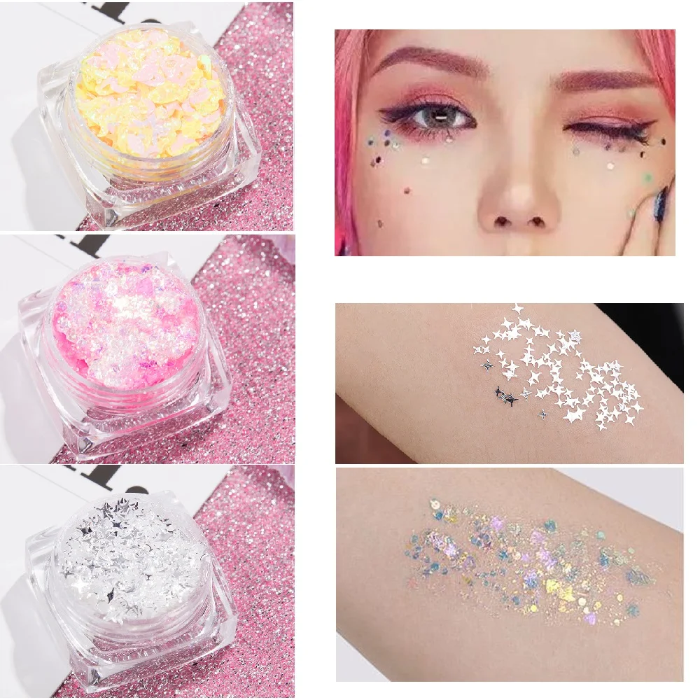 

Holographic Mermaid Glitter Eyeshadow Greaml Loose Sequins Body Lips Face Laser Eye Pigments Shimmer Makeup Festival Gems TSLM1
