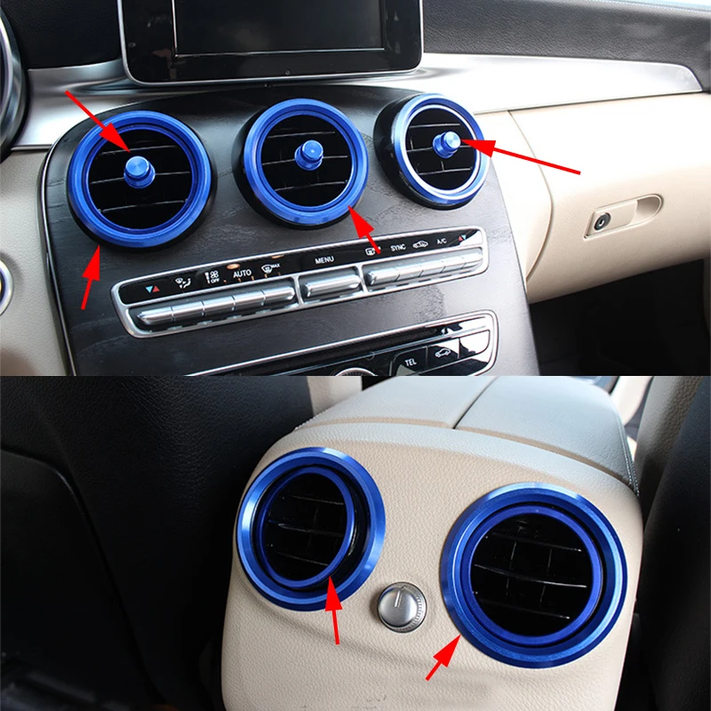 

19pcs Front Rear Air Vent Outlet Ring Cover Trim For Mercedes Benz GLC Class X205 2016-2017 & C Class W205 2015-2017