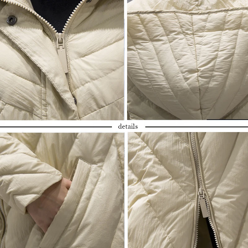 

Nice New Winter Fashion Women Jacket Female Long Slim Thick Big Hooded Coat White Duck Down Outwear Warm Parka