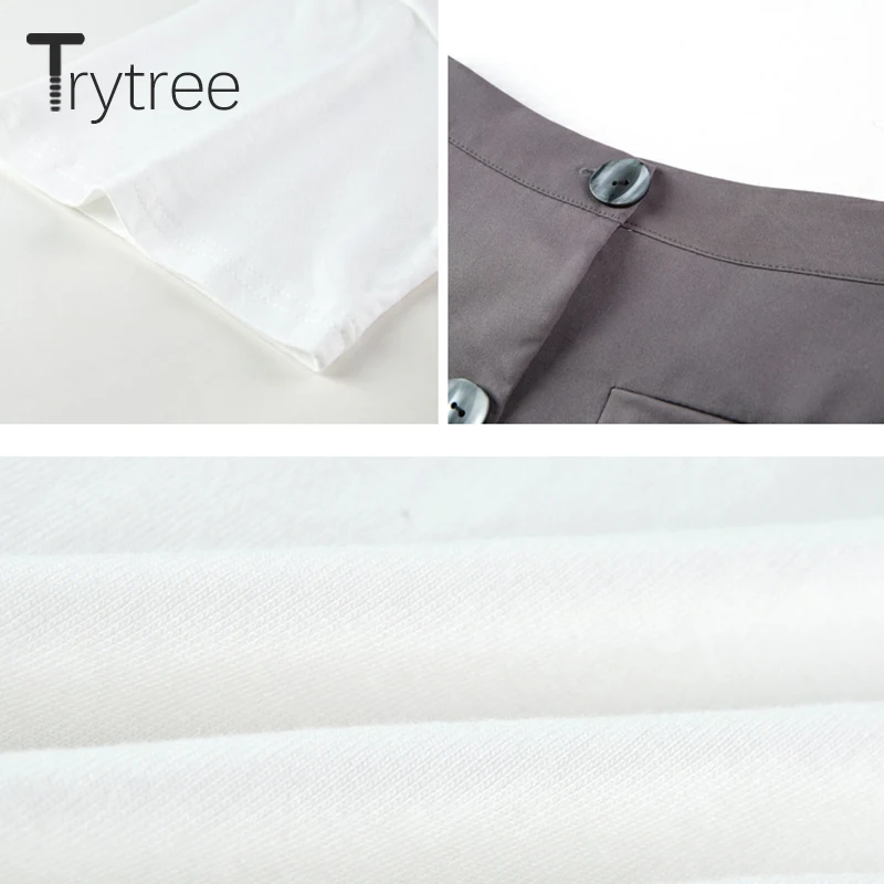 Trytree летний женский костюм из двух предметов Повседневное Однотонная футболка с