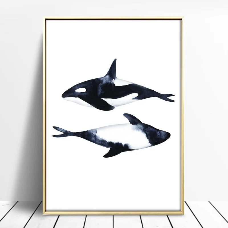 Акварельные киты холст художественные плакаты и принты настенная живопись