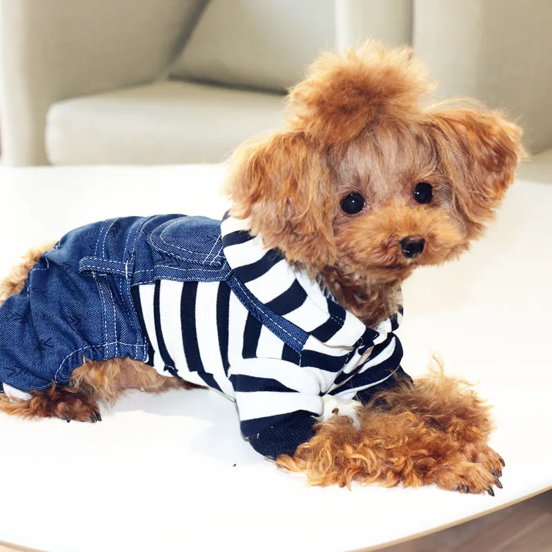 Летний комбинезон для собак комбинезоны хлопковая Джинсовая Одежда питомцев