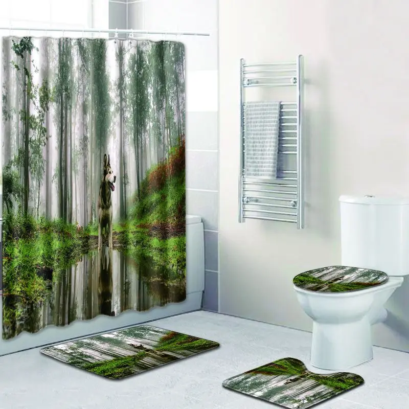 Free Shipping Rose and Tree Casa De Banho Banyo Bathroom Carpet Toilet Bath Mat Set Non Slip Tapis Salle De Bain Alfombra Bano