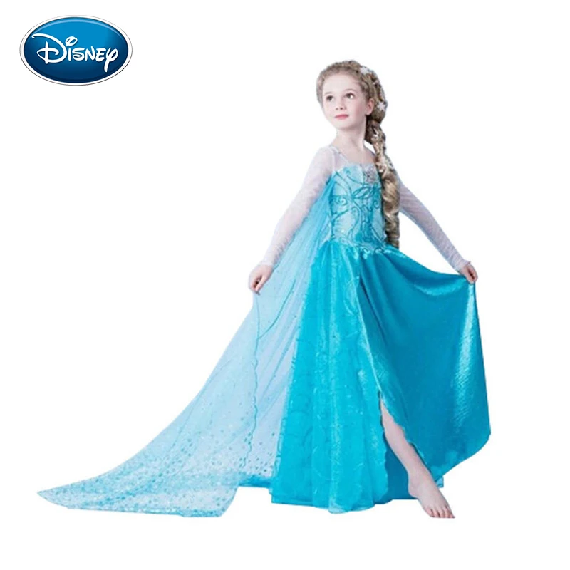 Disney Snow романтичное платье мультфильм сплошного цвета принцесса взрыв детское с
