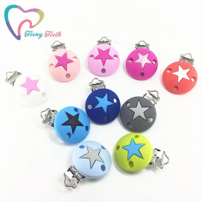 

Teeny Teeth 5 PCS Star Pacifier Clips Children Clasps Stainless Steel Holders Baby Clips Product Handmade Accessories Clips