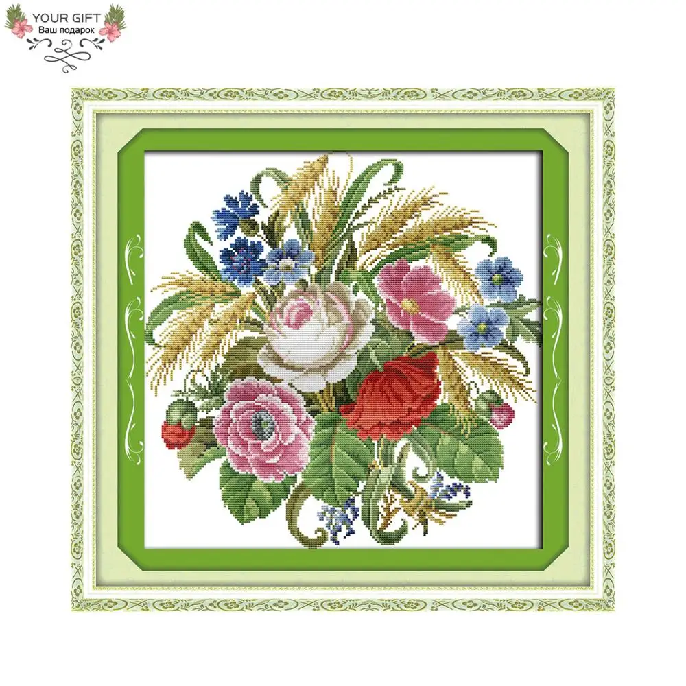 

Joy Sunday H709 14CT 11CT Counted and Stamped Home Decoration A Bouquet Of Roses Flowers Needlework Embroidery Cross Stitch kits