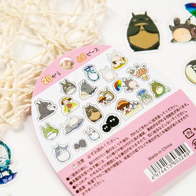 60 шт./упак. Kawaii Totoro наклейка s ПВХ прозрачная декоративная для дневника альбома DIY