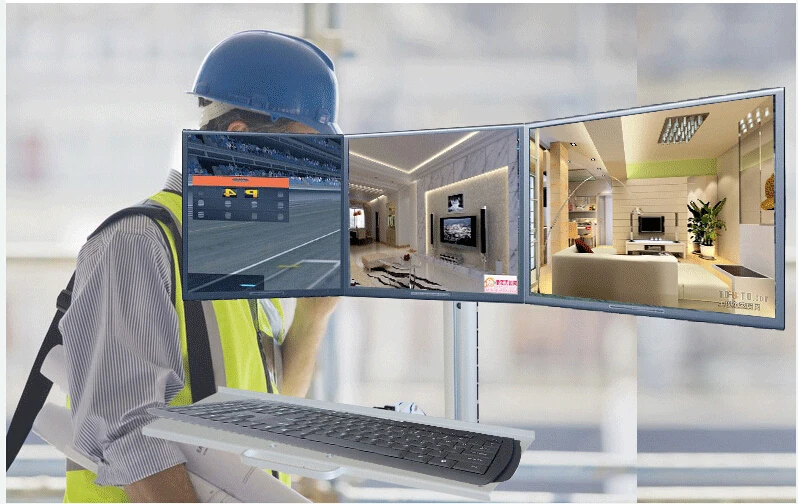 Алюминиевый тройной экран с газовой пружиной на 360 градусов настенное крепление