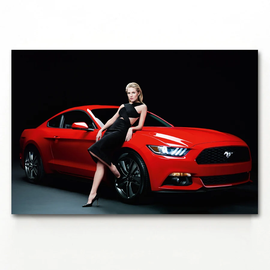 Mustang GT автомобили мышцы блондинка девушки постер Холст Искусство декоративное