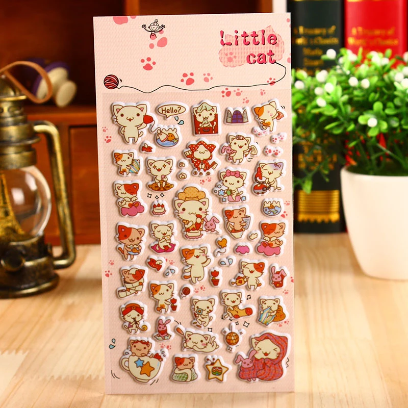 Милый Котик 3D пузырьковая наклейка мультяшный котенок дневник телефон
