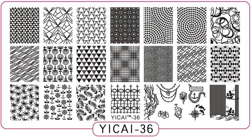 Новинка Konad пластины для штамповки ногтей 6,5*12,5 см YICAI шаблон дизайн ногтей Stempel штамп с лаком для ногтей шаблоны для ногтей - Цвет: 36