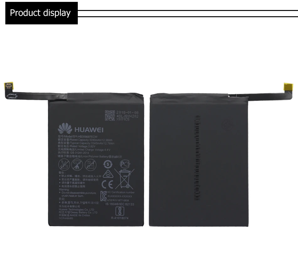 Hua Wei аккумулятор для телефона HB356687ECW 3340 мАч для huawei Nova 2 plus/Nova 2i/Honor 7X 9i/G10/mate 10 Lite батареи