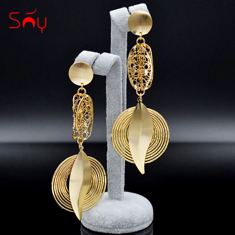 

Sunny Jewelry Long Drop Dangle Earrings For Women High Quality Round Earrings For Party Birthday Jewelry Fashion Big Earrings