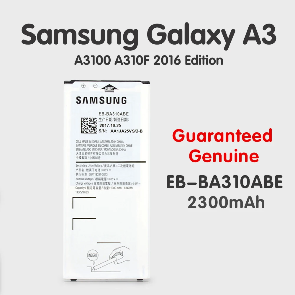 samsung сменный аккумулятор EB-BA310ABE для Galaxy A3 Edition A310 A310F NFC мобильная телефонная батарея 2300 мАч Akku