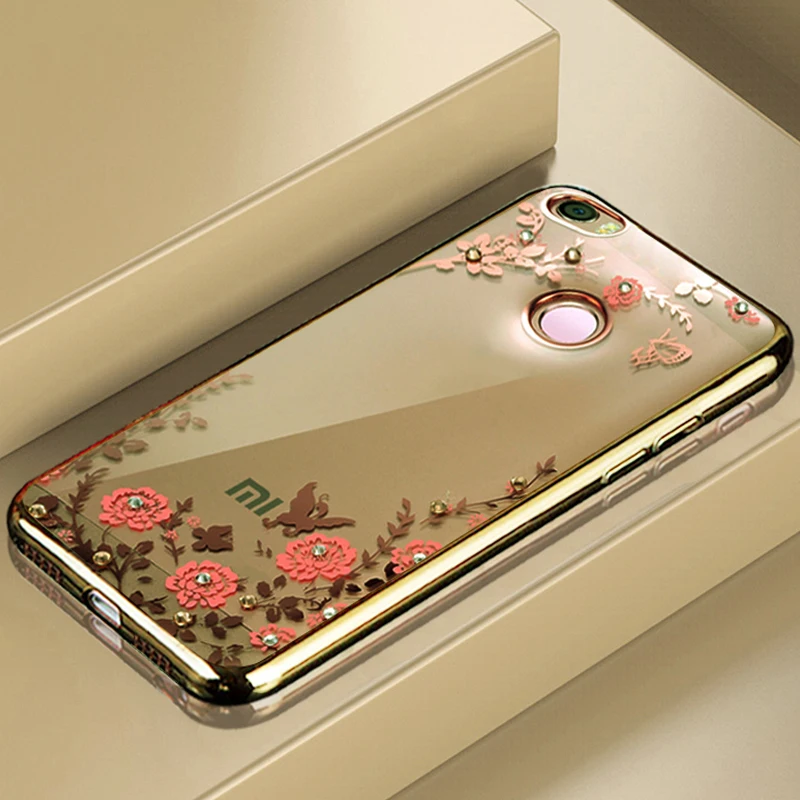 Чехол для Xiaomi Redmi 4X силиконовый прозрачный чехол с бриллиантами мягкий ТПУ