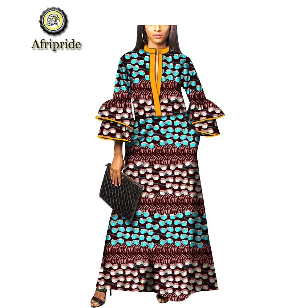 Африканские платья для женщин Afripride dashiki bazin riche ankara повседневные платья с принтом весна и осень платье из чистого хлопка S1825069 - Цвет: 252-9