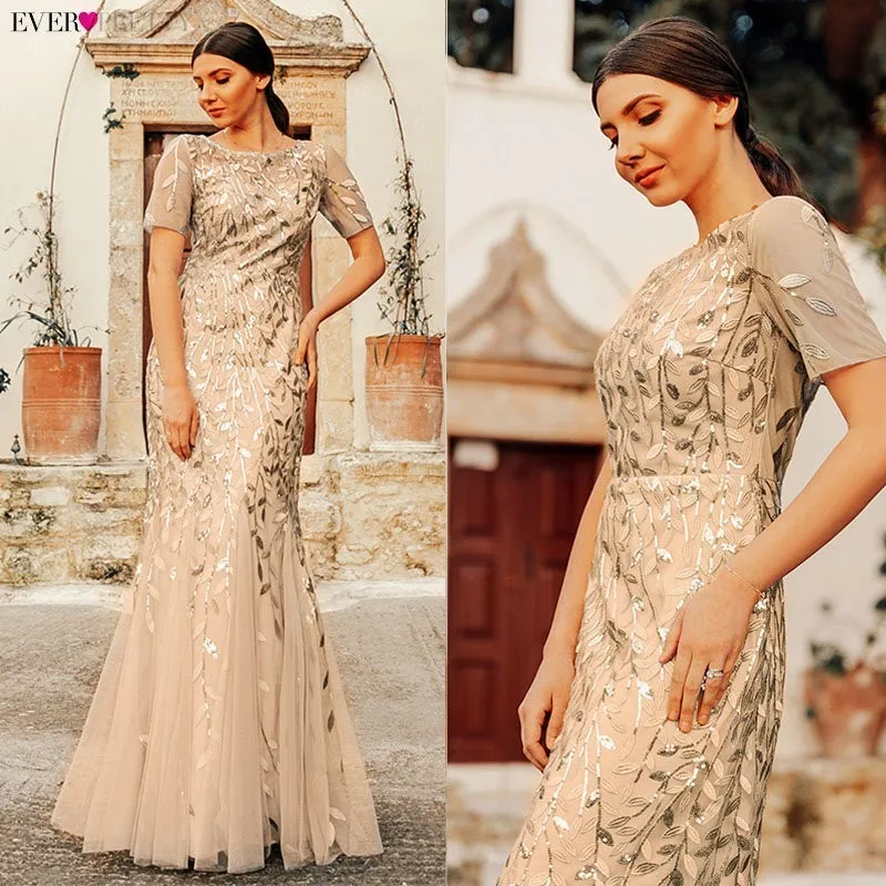 Вечерние платья с аппликациями Ever Pretty, длинное кружевное платье-русалка большого размера с пайетками, платья разных цветов для вечеринок в стиле Саудовской Аравии, лето-осень