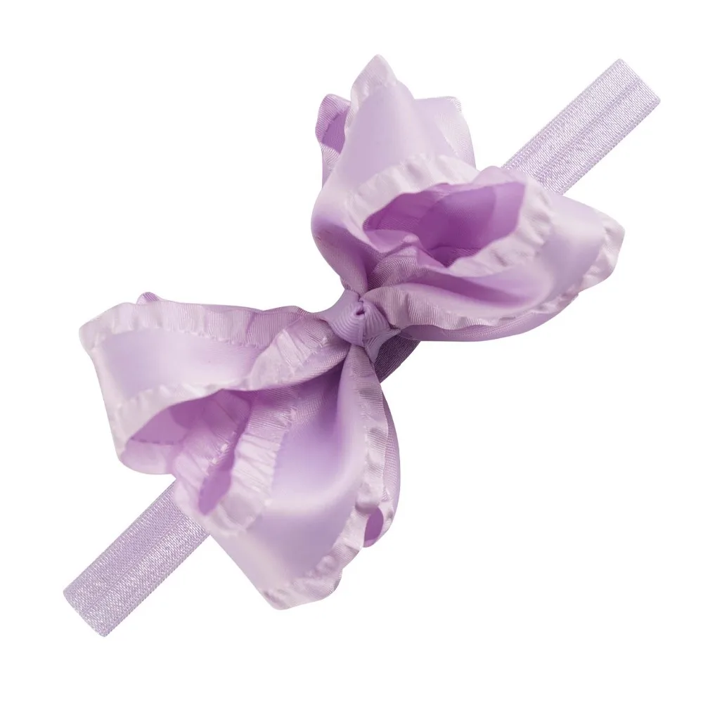 

Plain Lotus Leaf Hair Bows Headbands For Girls Kids Princess Handmade 6" Stacked Bows Elastic Hairbands Hair Accessories 12 Pcs