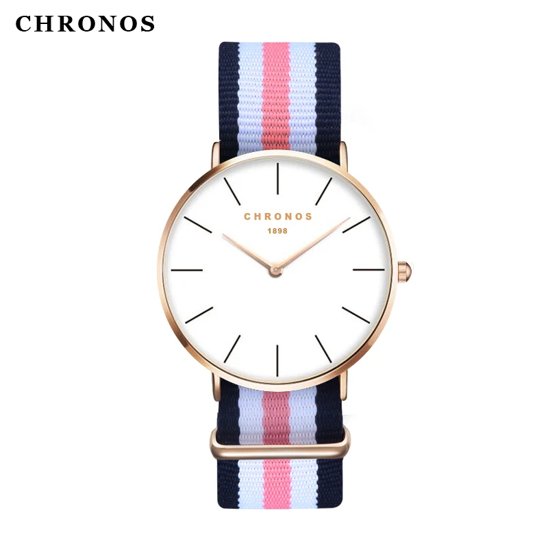 CHRONOS 1898 унисекс часы повседневные кварцевые часы розовое золото серебро часы для женщин и мужчин Relogio Masculino Montre Femme