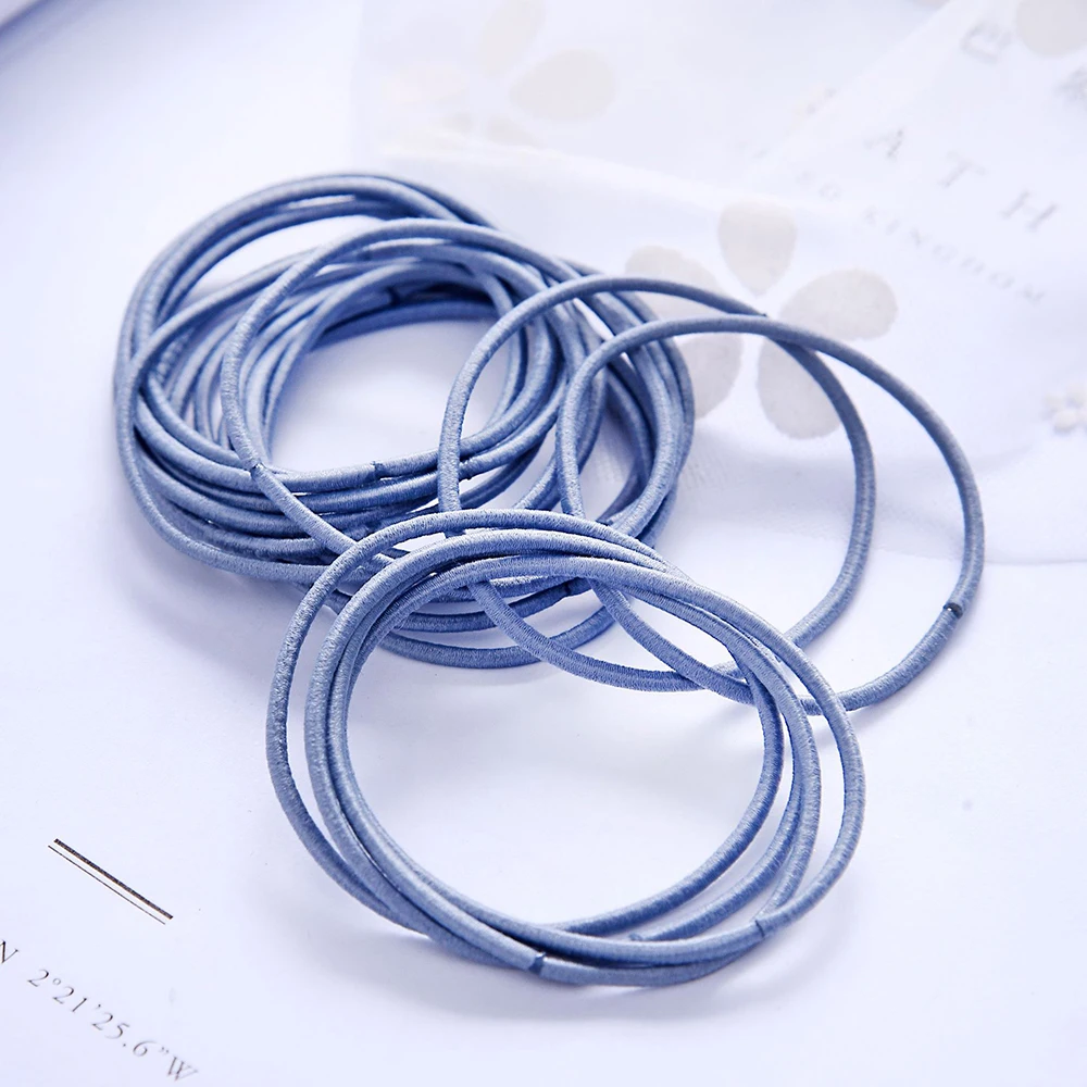 blue 1-50 шт./компл. цвет: черный, Синий Розовый эластичные повязки на голову для девушек модные женские туфли резинка для волос резинки для волос аксессуары для волос резинки - Цвет: blue