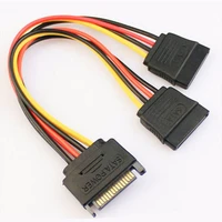 10pcs sata 15 pin male to 2x 15p female y splitter adapter power cable cord