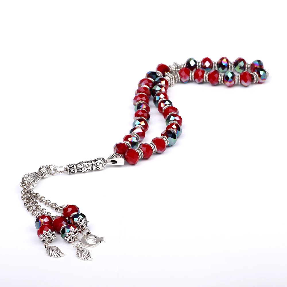 Магазин Tasbih горячая Распродажа блестящее 10 мм красное покрытие rondelle Хрустальное
