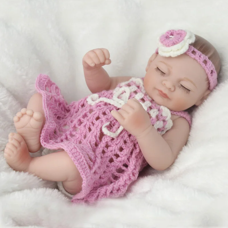 28 см силиконовые куклы Bebe Reborn Baby полностью виниловые для девочек милые с голубым