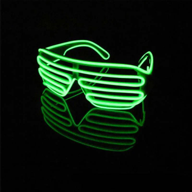 Fluorescent green Светодиодный светящийся затвор, стекло es EL wire, новинка, мигающее стекло, вечерние, декоративное, солнцезащитное стекло es Club Lighting, косплей, подарок - Цвет: Fluorescent green