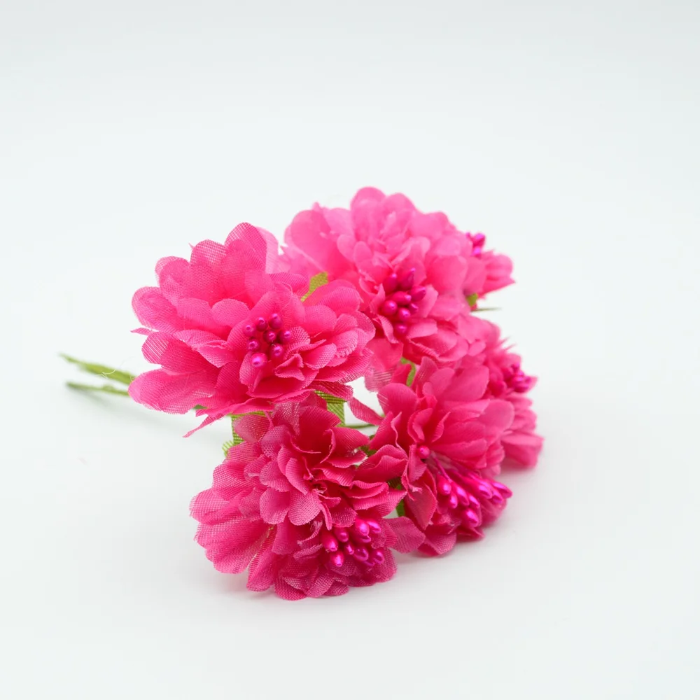 rose red 6 шт./комплект шелковая Гвоздика искусственная тычинка Рождественский венок украшение для домашних ВАЗ свадьба diy подарки на год искусственные цветы - Цвет: rose red