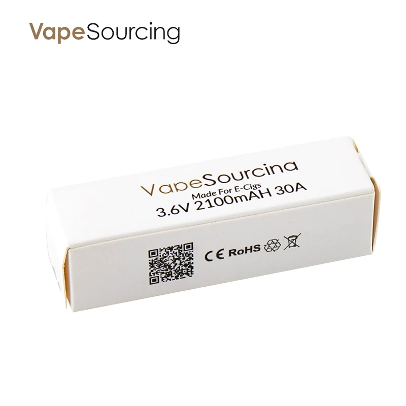 Высокое качество Vapesourcing 18650 батарея 2100 мАч емкость для VOOPOO Eleaf Joyetech Wismec коробка vape